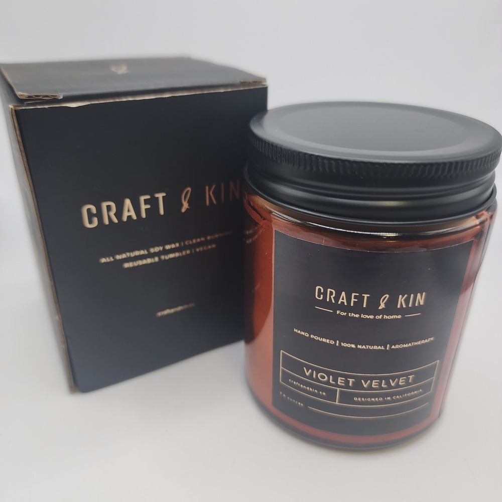 Craft And Kin Premium Soy Wax Violet Velvet Hand Poured Natural Clean...